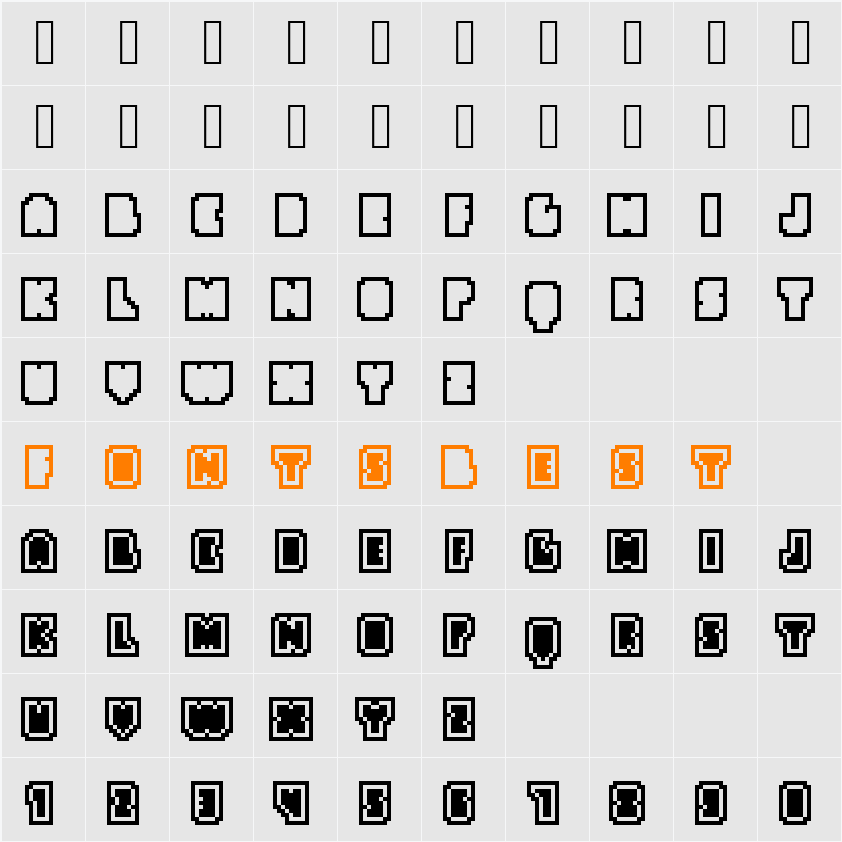 ApplyBeefOutline Character Map