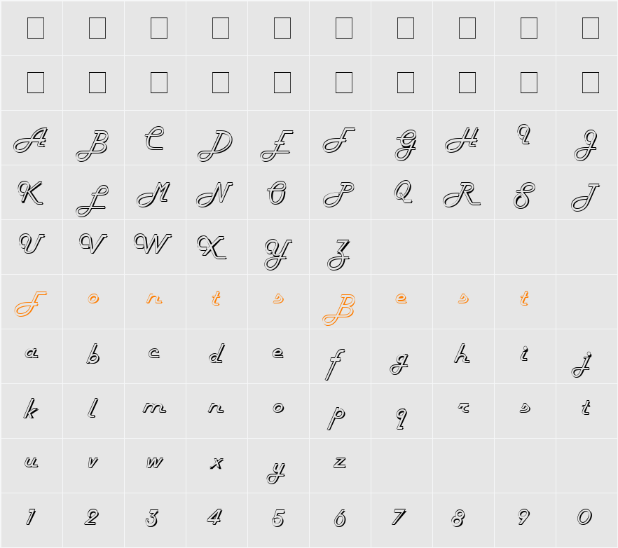 FiftiesHollow Character Map