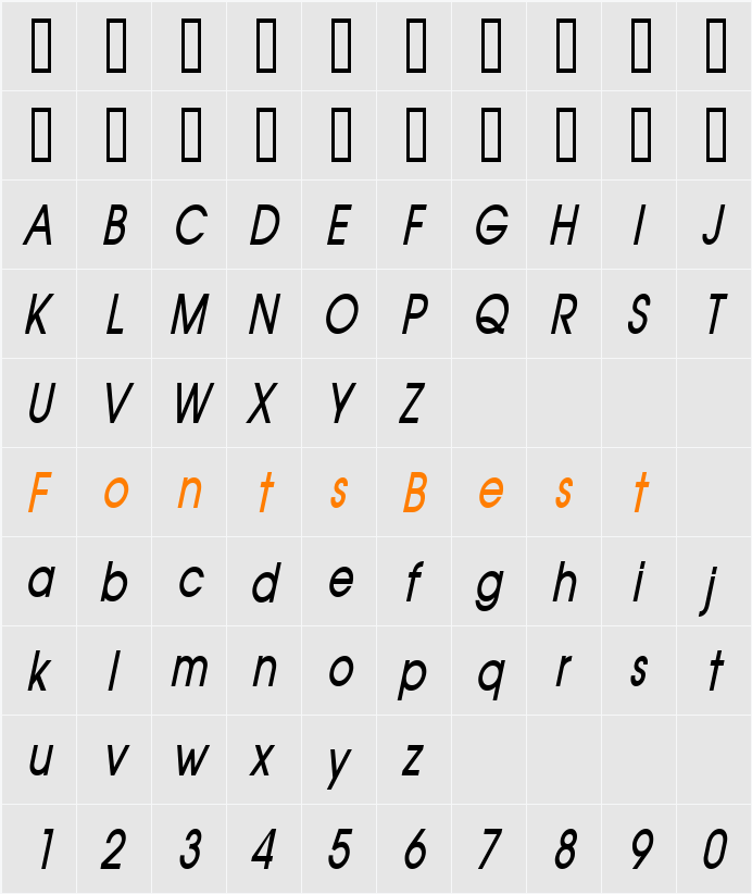 Atilla Thin Character Map