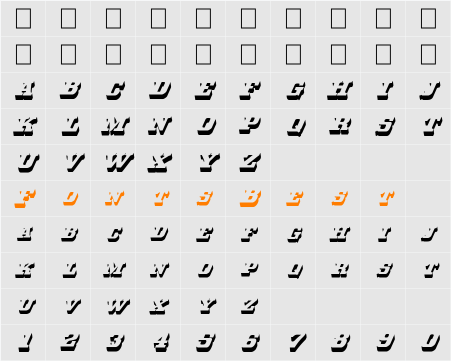 FZ UNIQUE 51 ITALIC Character Map