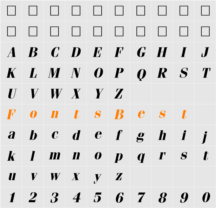 Fenice Character Map