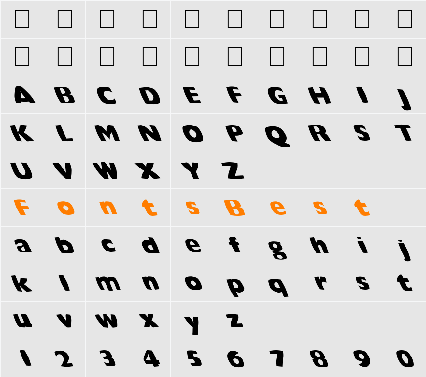 FZ WARPED 42 LEFTY Character Map