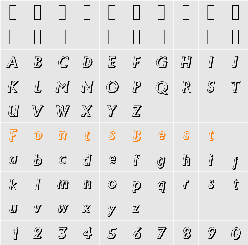 AdelonShadow-Medium Character Map