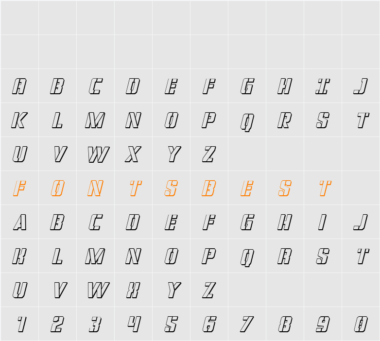 Covert Ops 3D Italic Character Map