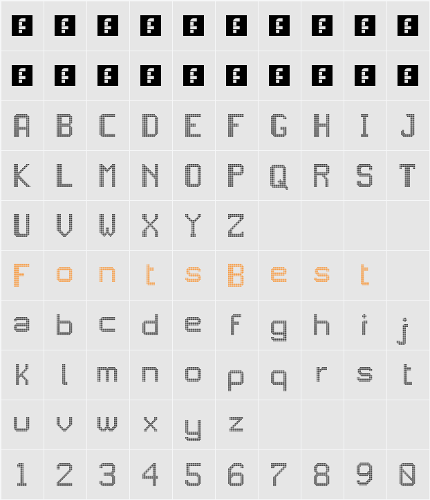 JD LED5 Character Map