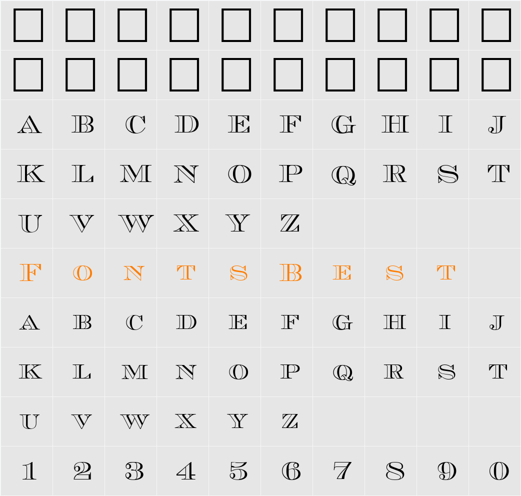 MauriceOutline DB Character Map