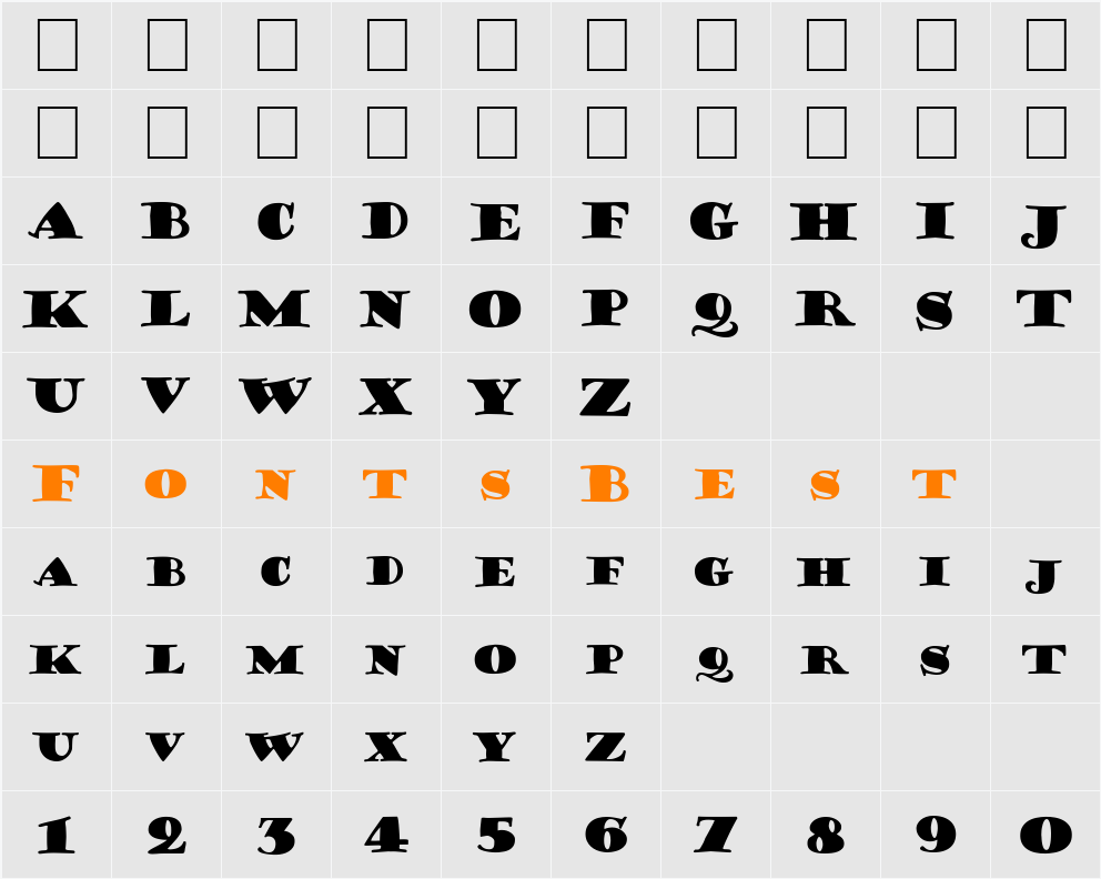 FZ JAZZY 38 Character Map