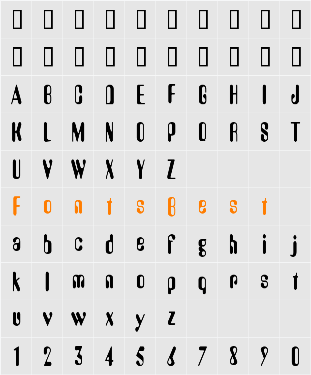 AmosThin Character Map