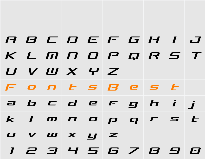 Concielian Break Semi-Italic Character Map