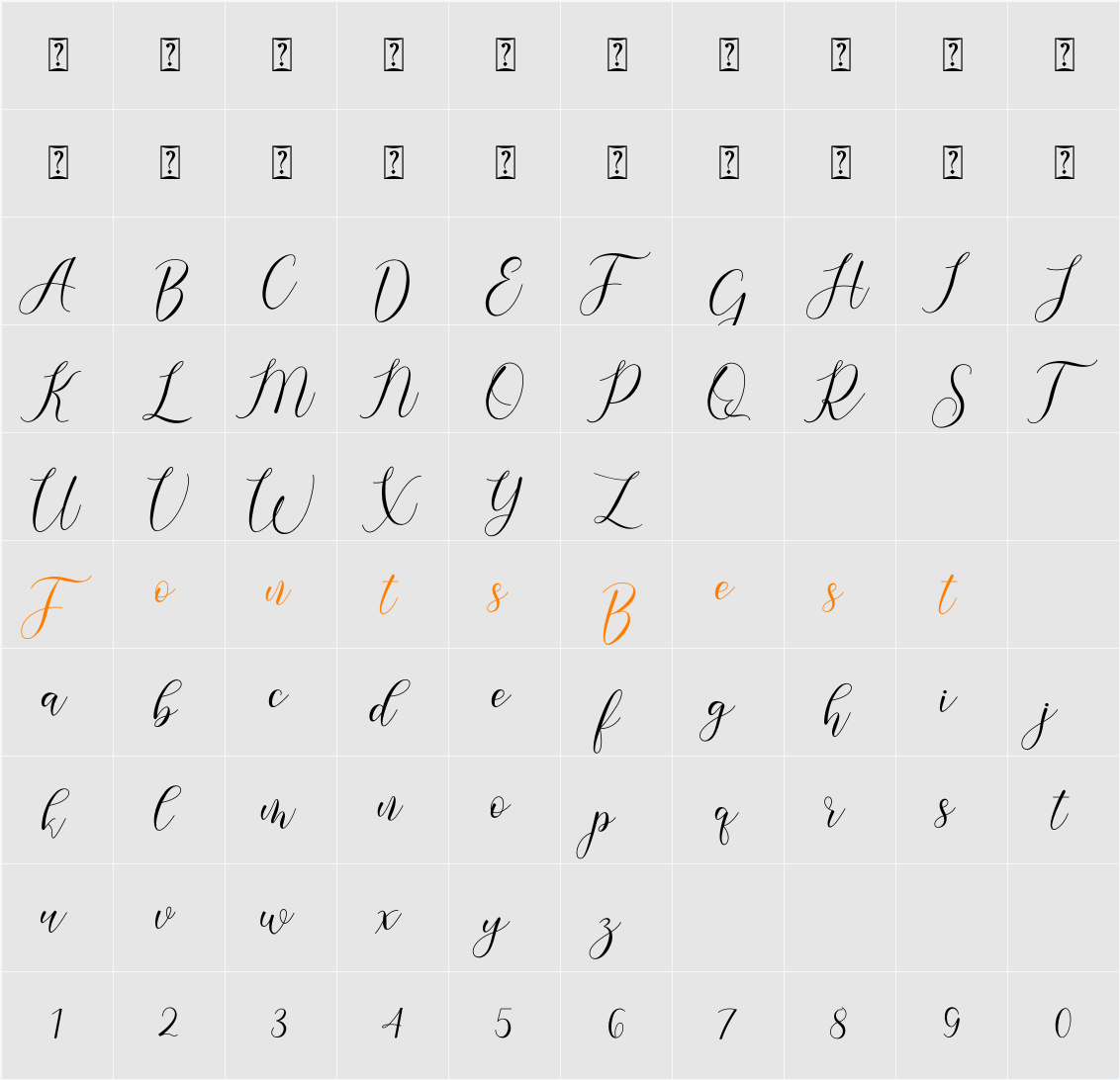 Gresya Character Map