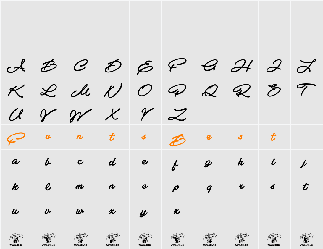 Atelas Personal Use Only Character Map