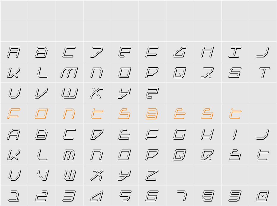 Federapolis Shadow Italic Character Map