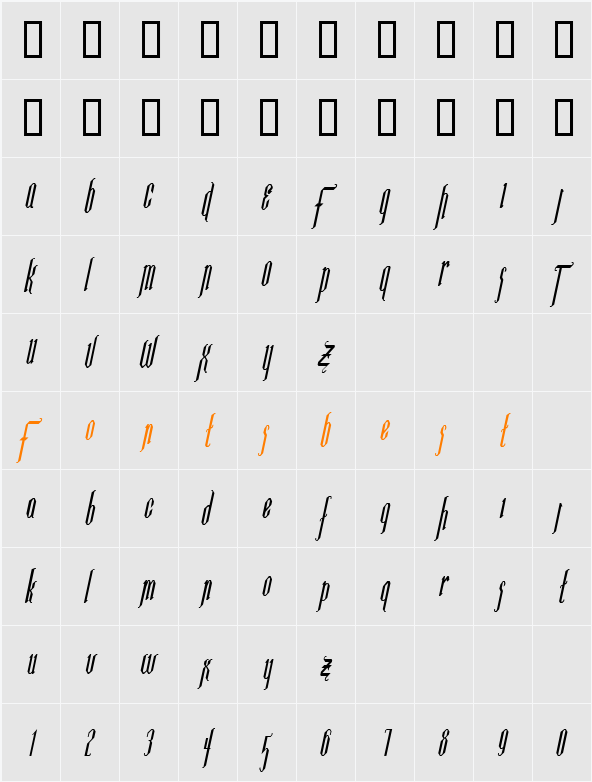 Ipswich-Condensed Character Map