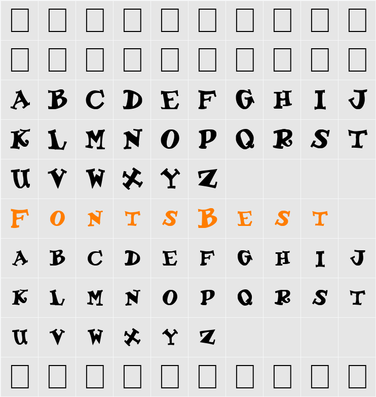 FZ JAZZY 55 Character Map