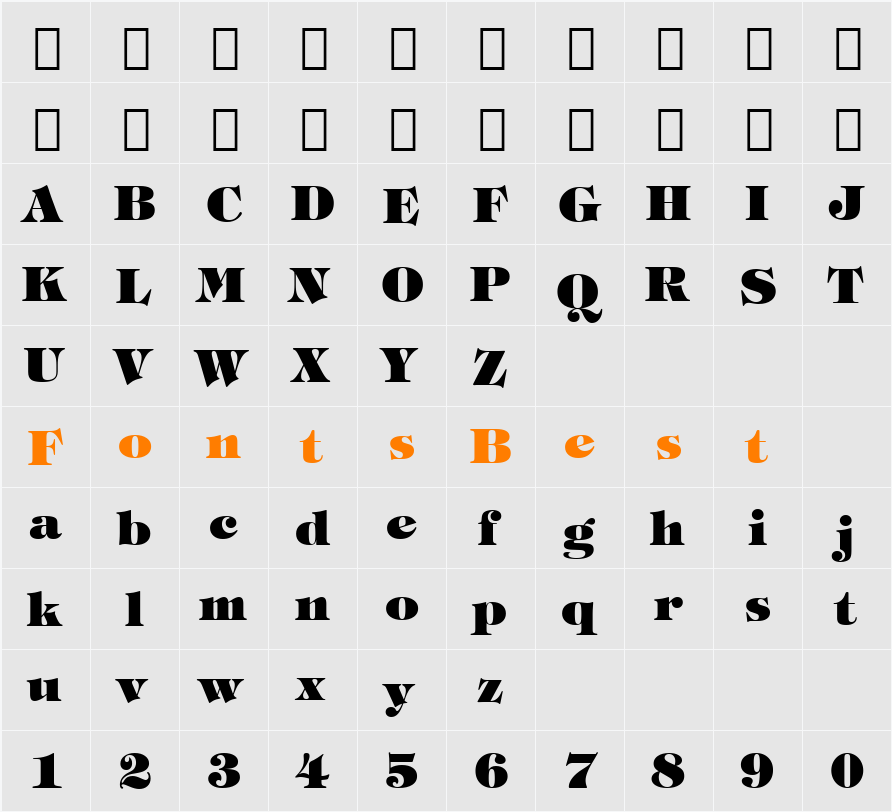 Mizo Tiffany Heavy Character Map