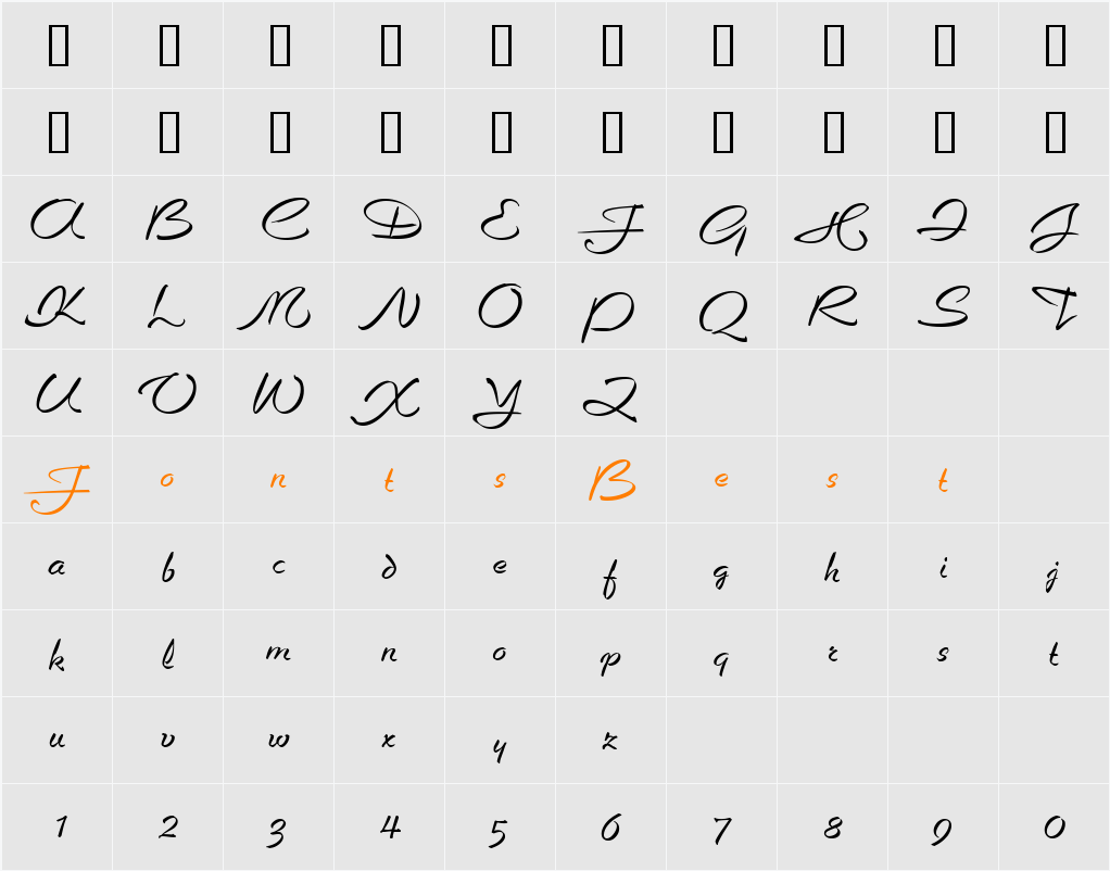 CapriceBQ Character Map