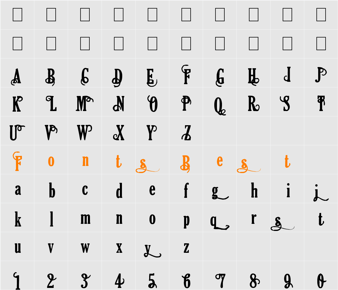 Areson Character Map