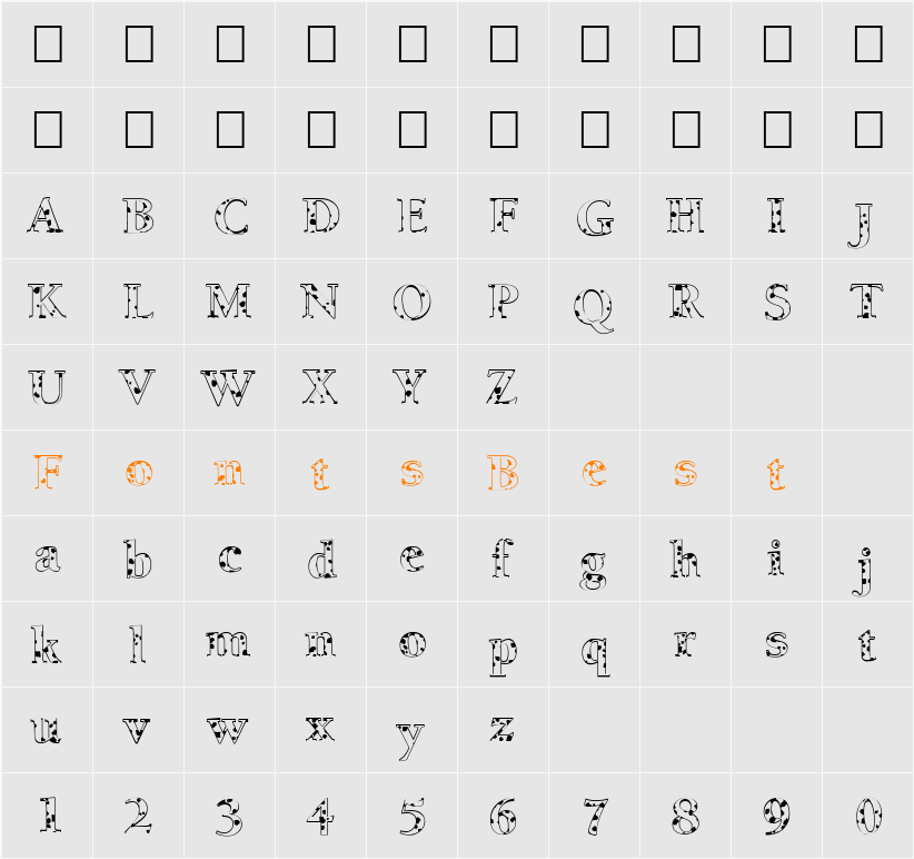 FZ ROMAN 24 SPOTTED Character Map