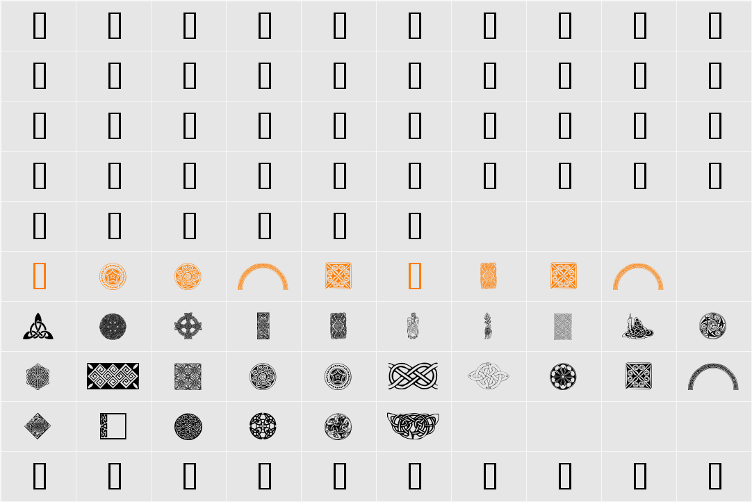 Celtic Elements III Character Map