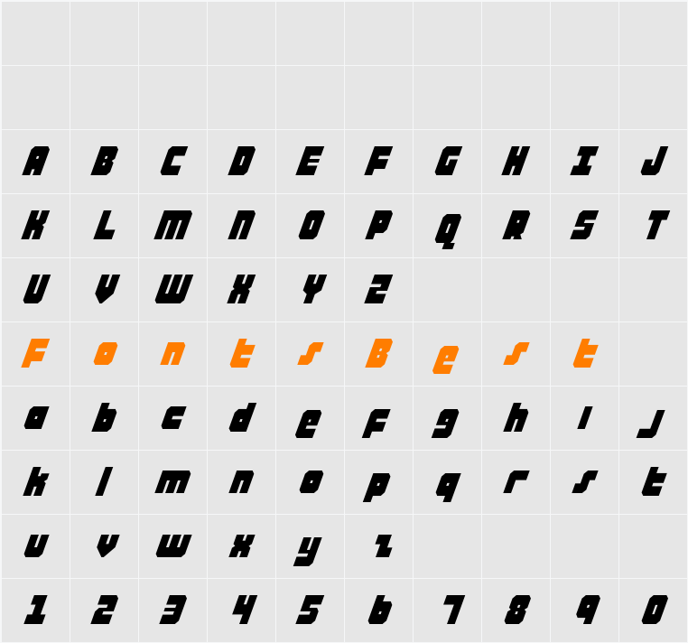 Alpha Taurus Italic Character Map