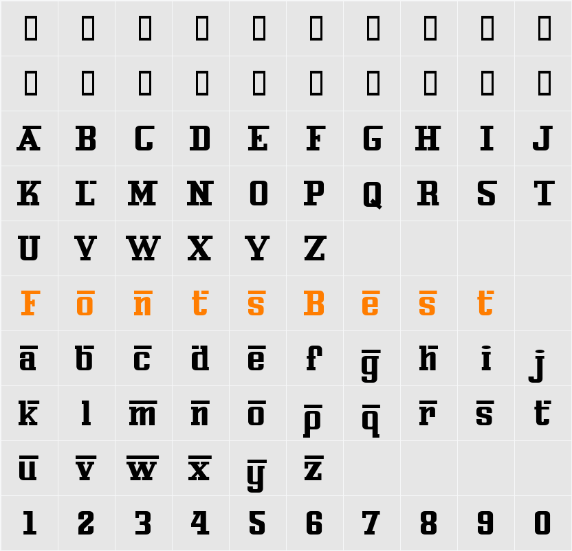 Ferro Rosso Character Map