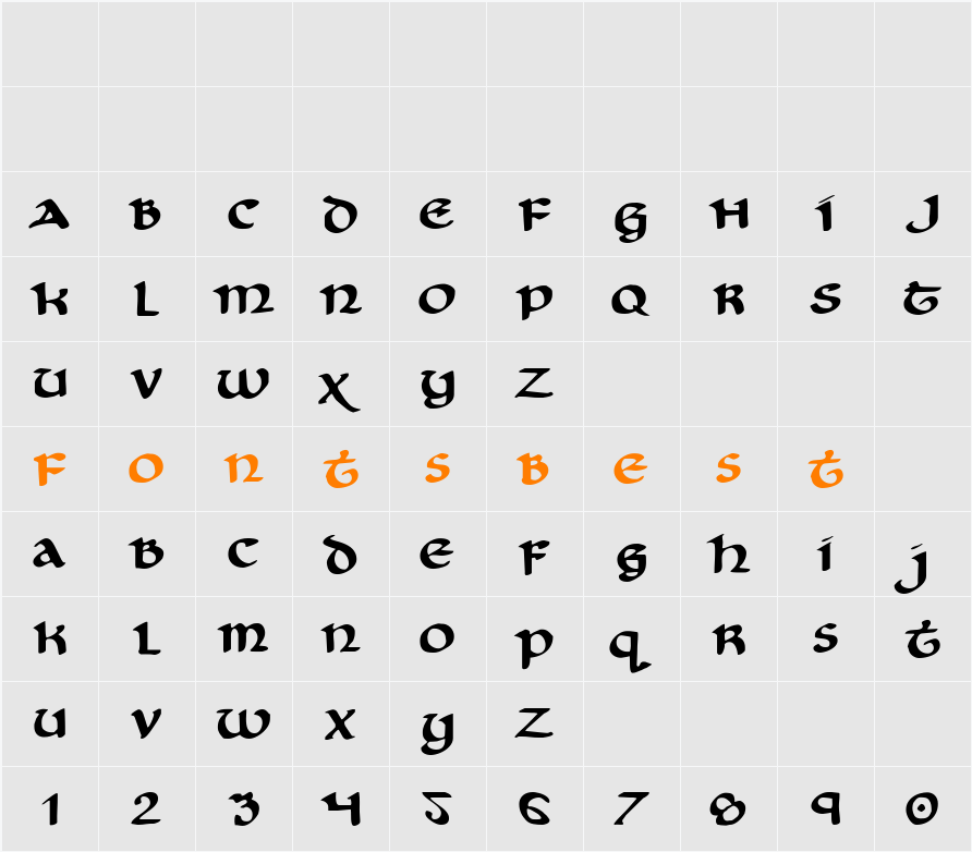 Cry Uncial Character Map