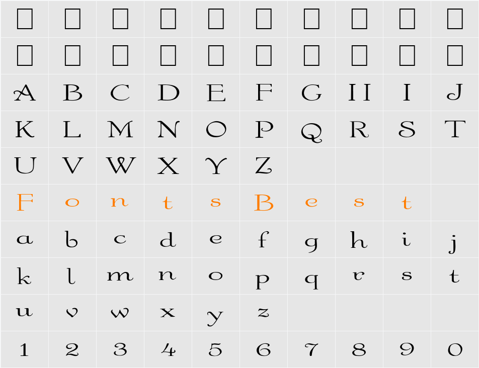 FZ ROMAN 16 EX Character Map