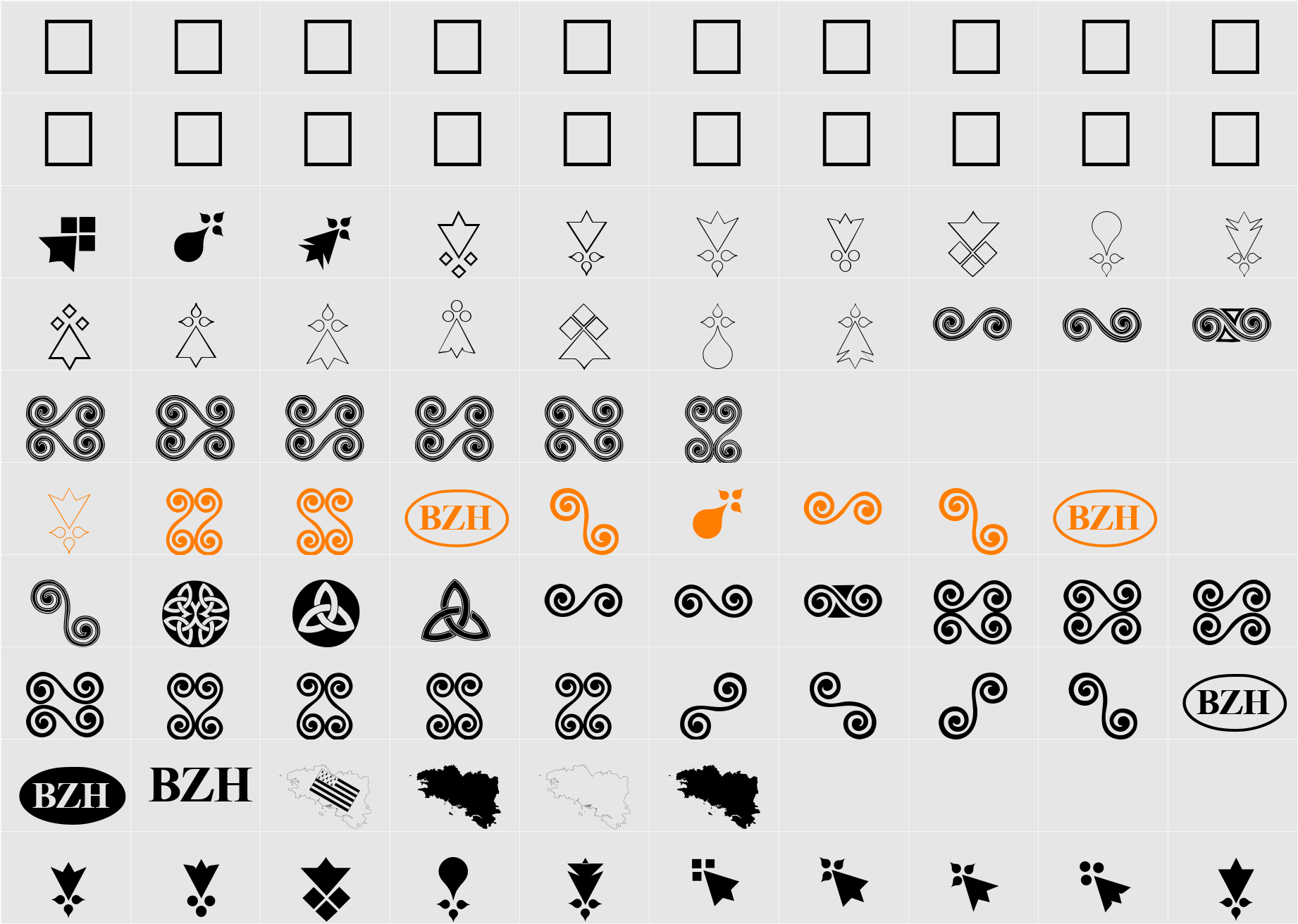 Aaa_BZH Character Map