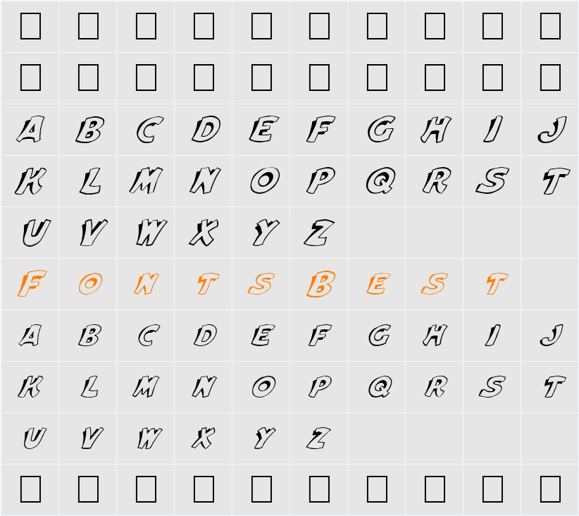 FZ UNIQUE 31 ITALIC Character Map