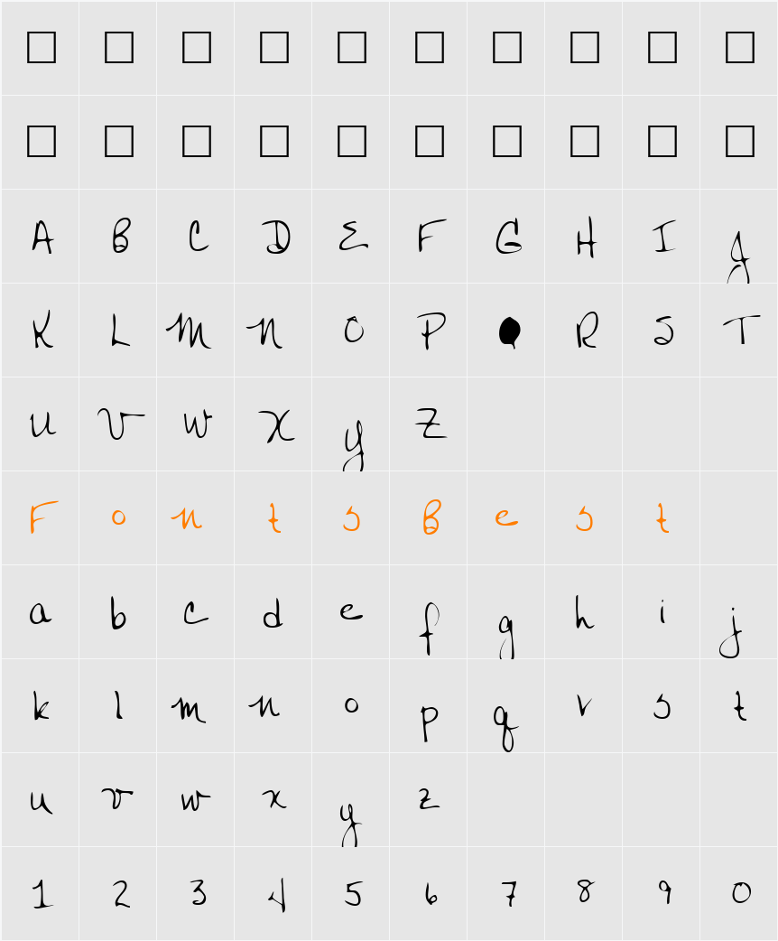 CattsHand Character Map