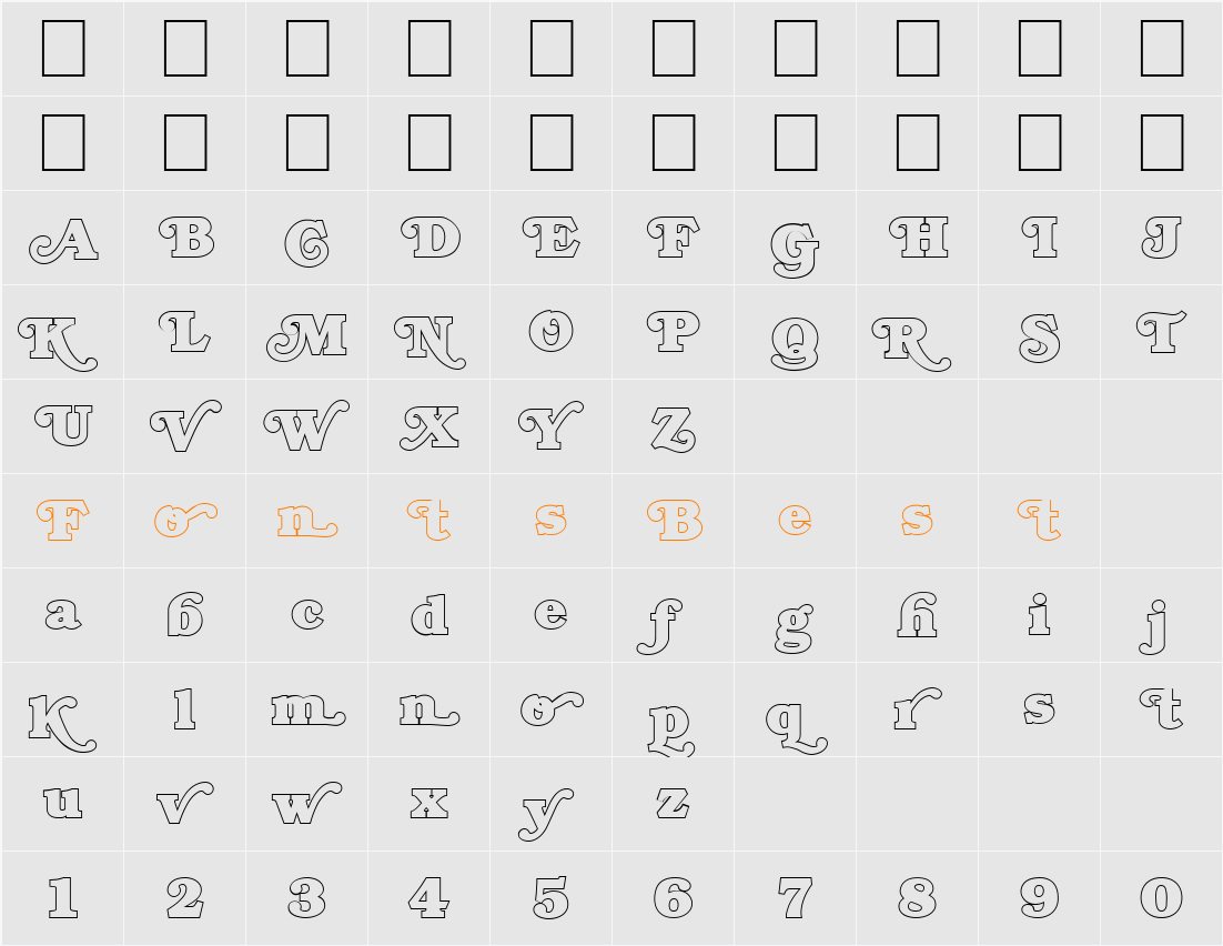 FZ JAZZY 47 HOLLOW Character Map