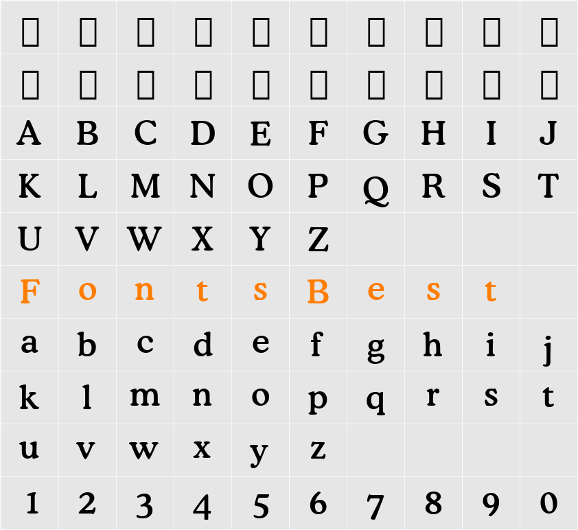 Cooper Md BT Character Map