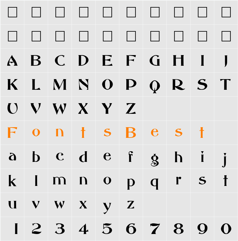 AbottOldStyle Character Map