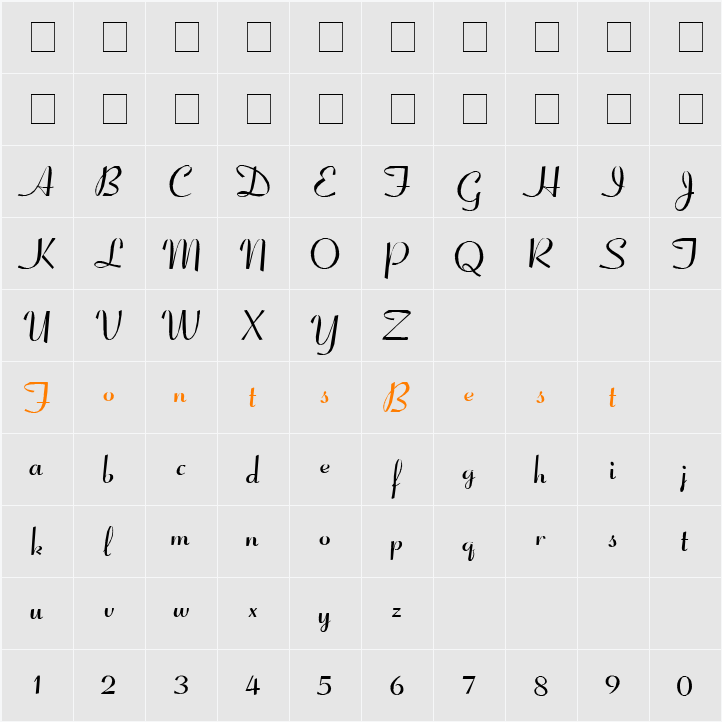 Coronet Script SSi Character Map