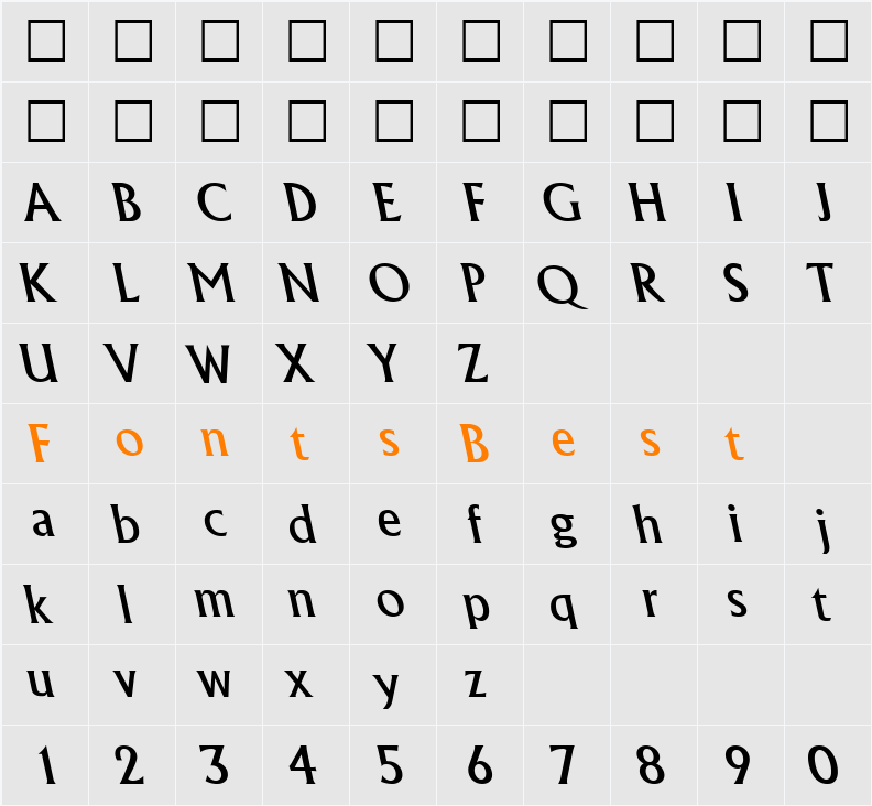 AlbertaBackslant Character Map