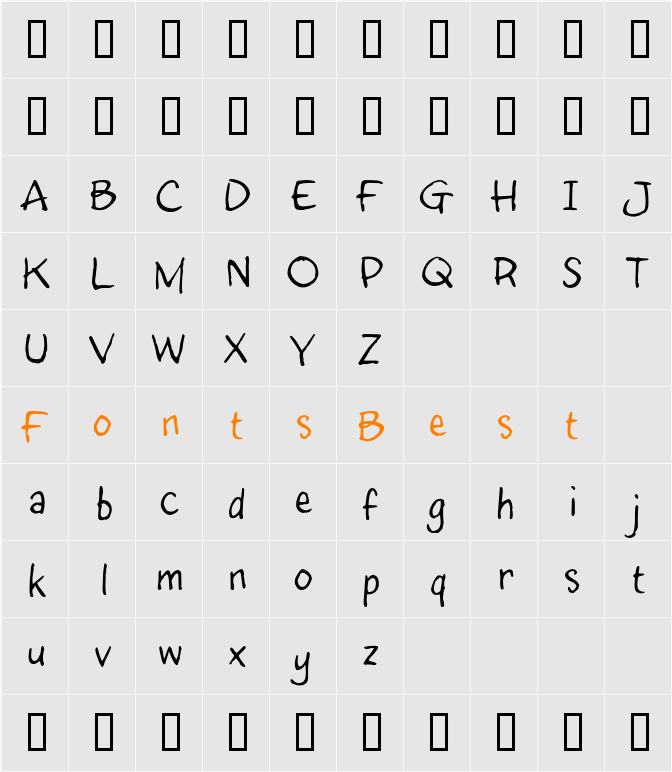 inkyDoo_TRIAL Character Map