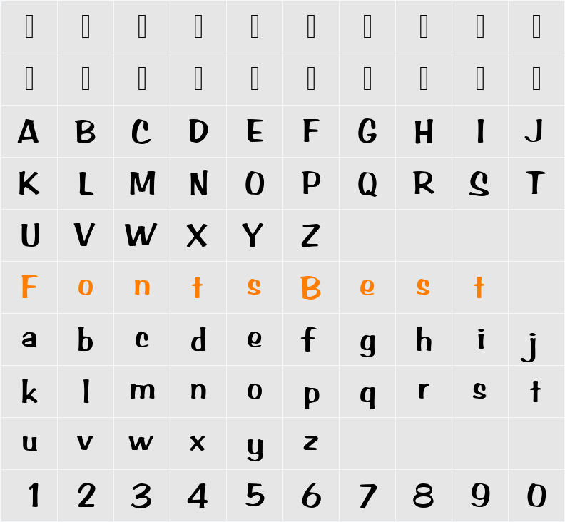 ArabBruD Character Map