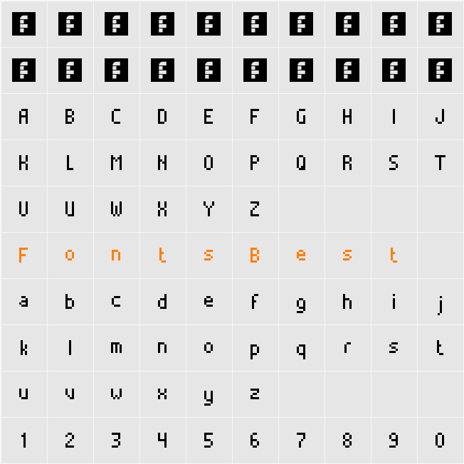 Alterebro Pixel Font Character Map