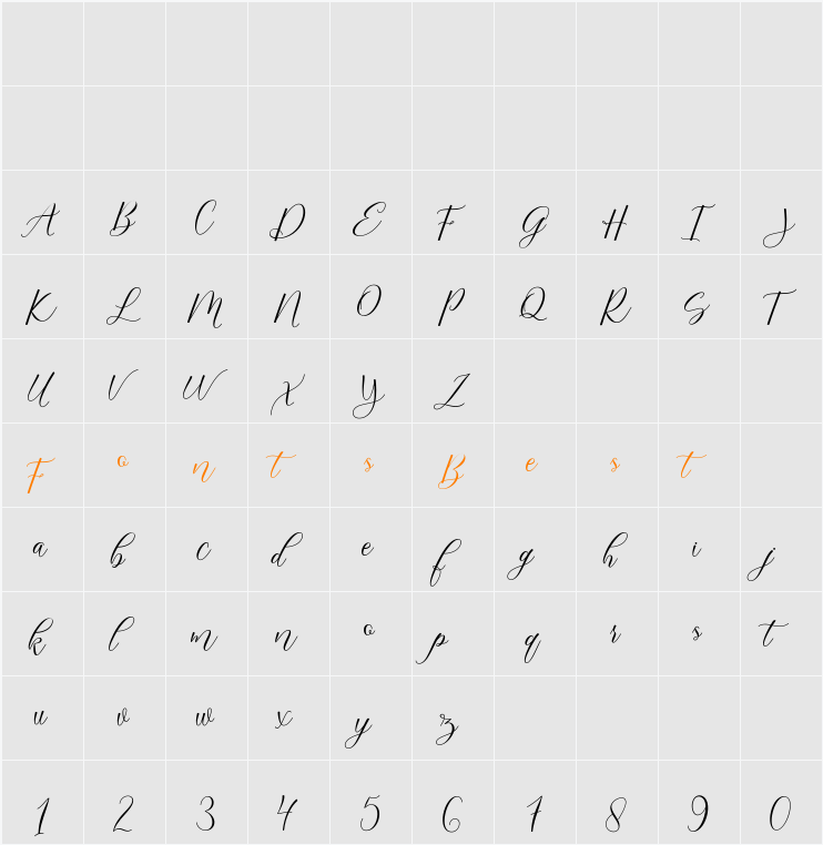 Brinkley Script Character Map