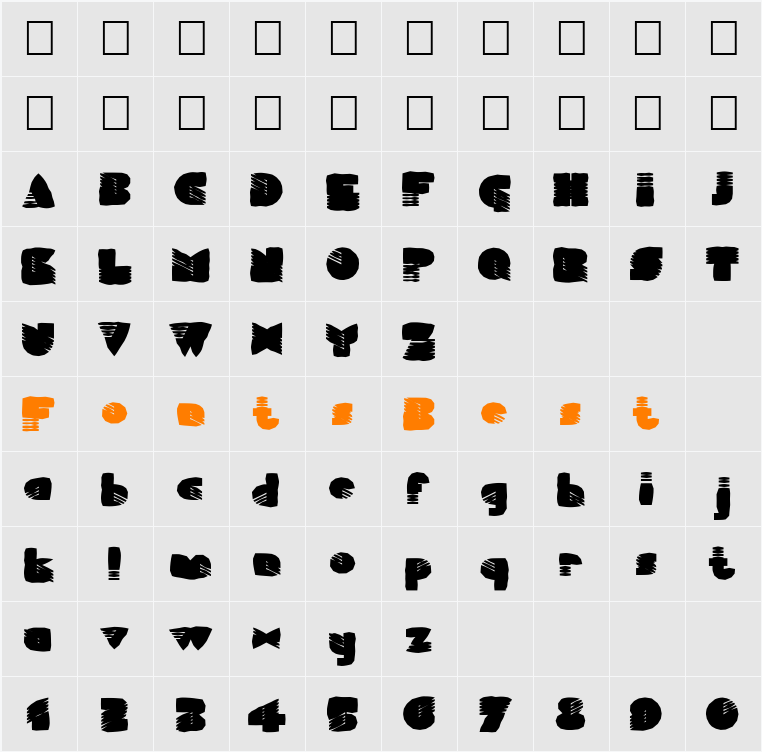 FZ UNIQUE 11 MANGLED Character Map