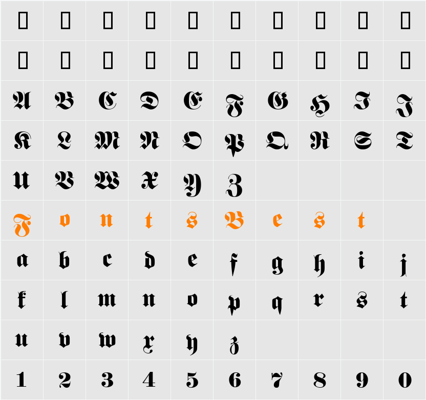 Feta Character Map