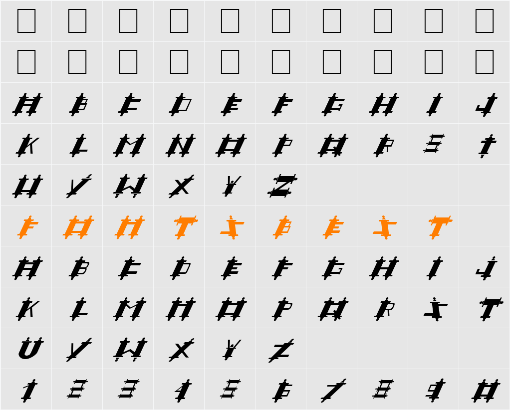 FZ UNIQUE 48 ITALIC Character Map