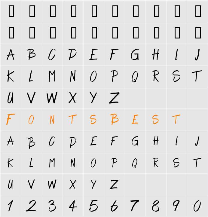 Alpha Thin Character Map