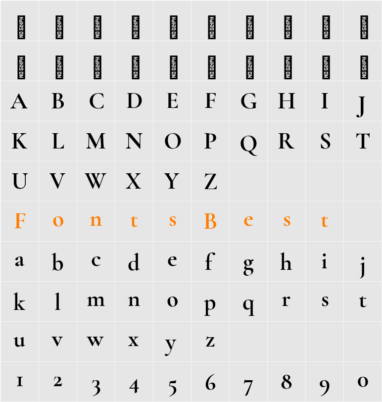 Cormorant Garamond Character Map