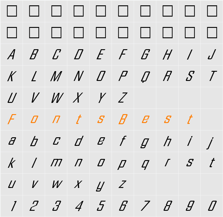 Facet-XXitalic Character Map