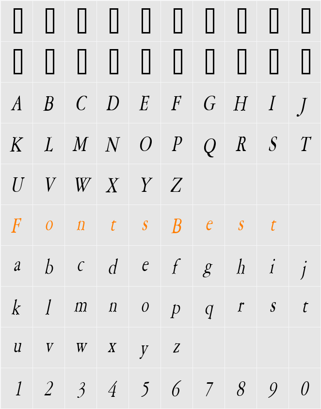 Amery Condensed Character Map