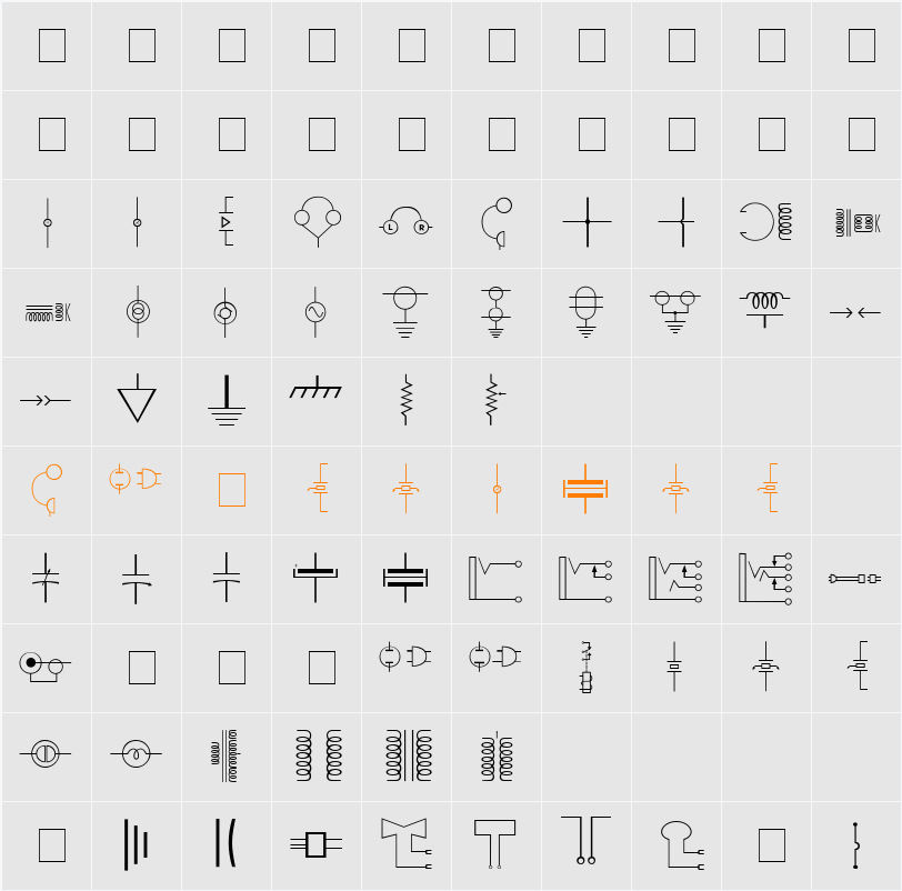 Carr Electronic Dingbats Character Map