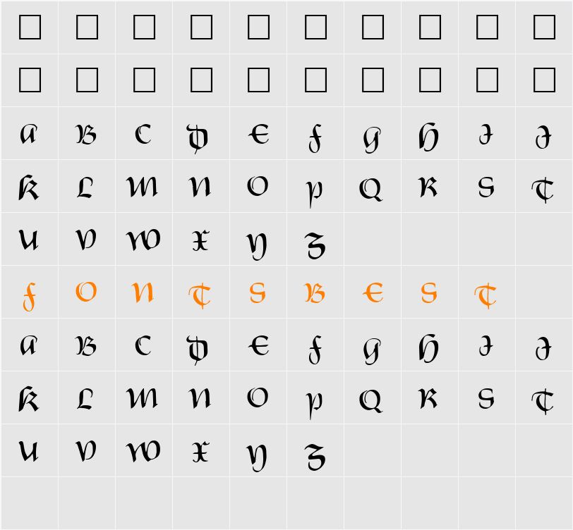 FZ SCRIPT 19 Character Map