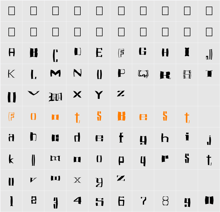 FZ WARPED 16 Character Map