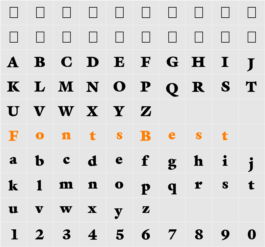 FZ ROMAN 26 Character Map